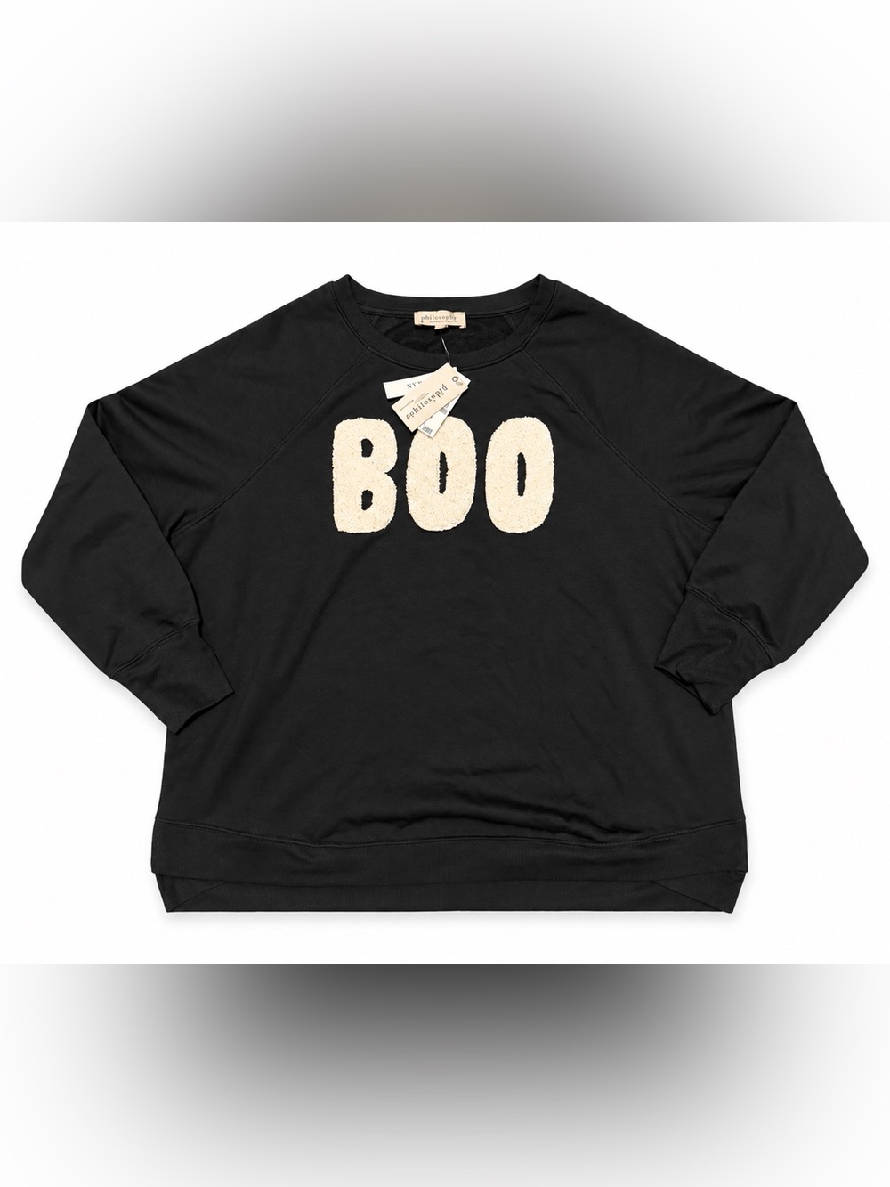Philosophy Black Crewneck Sweater with Cream 'BOO' Appliqué - Picture 3 of 3